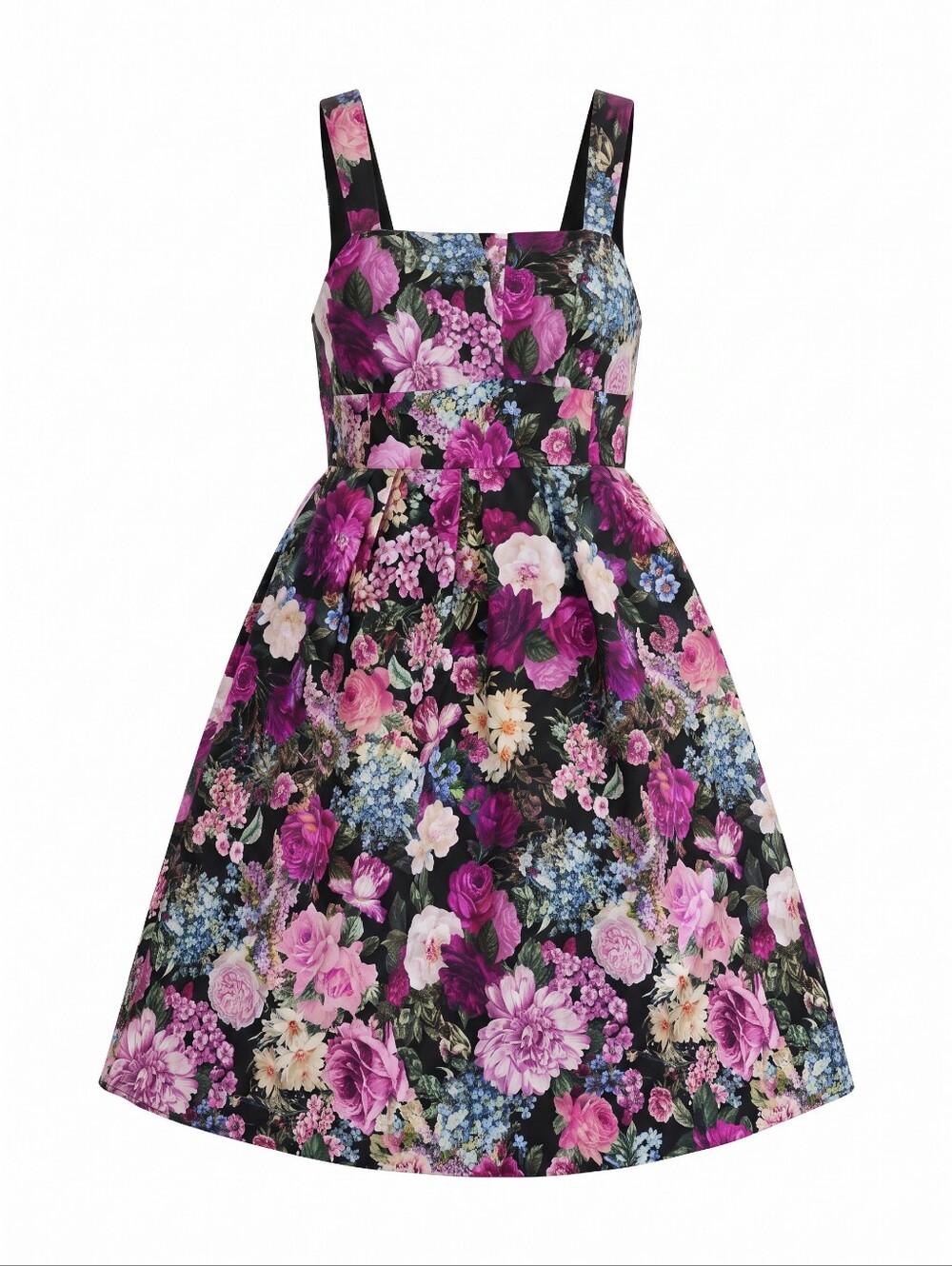 SHEIN Plus Size Black Floral Fit & Flare Dress with Floral Blooms Sleeveless 4X